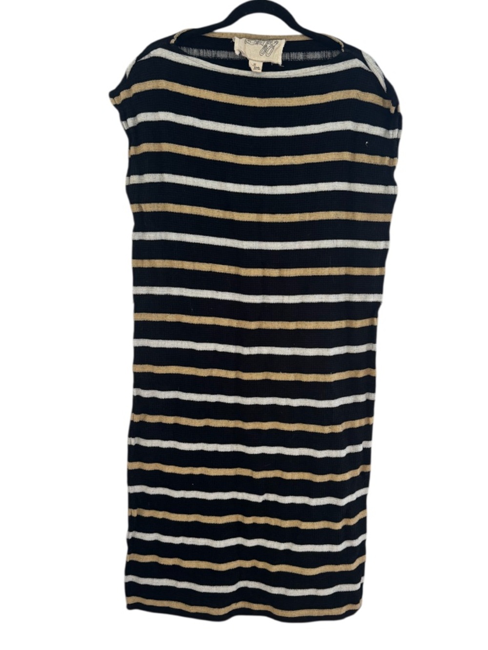 Ace & Jig Black and Tan Stripe cotton Midi Dress Size Medium